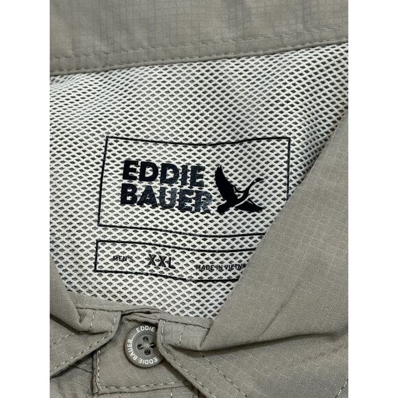 Eddie Bauer Shirt Mens XXL Gray Relaxed Fit Wicking Woven Tech UPF 50 Pockets - Picture 3 of 4